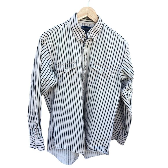 Wrangler Other - Wrangler Gold Men's Vintage Shirt Single Needle Long Sleeve Stripe Size LARGE